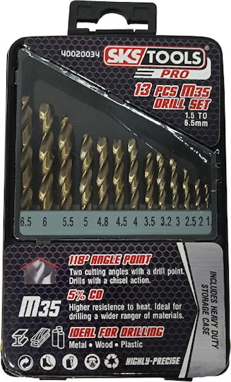 SKS Tools Комплект 13 Свредла HSS за Метал