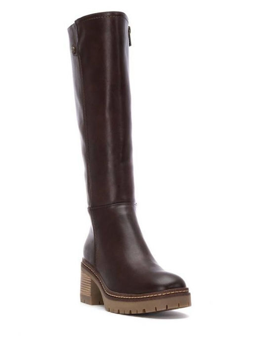 Synthetic Leather Women's Boots Brown
