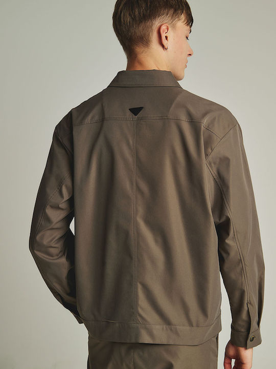 Дълъг Ръкав Overshirt В Стандартна Кройка Бежов