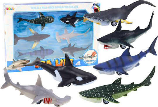 Figurines Vehicles Sea Animals Friction Drive Shark Killer Whale 6 Pcs