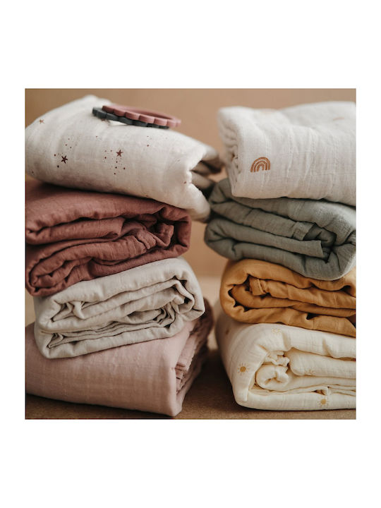 Mushie Muslin Swaddle Wrap Pink 120x120cm.