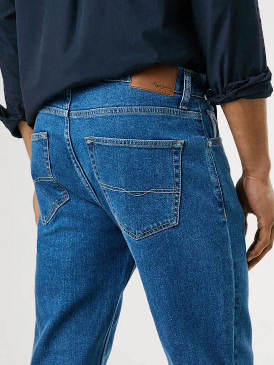 Pantaloni De Blugi Pentru Bărbați Elastic Regular Straight Fit Albastru