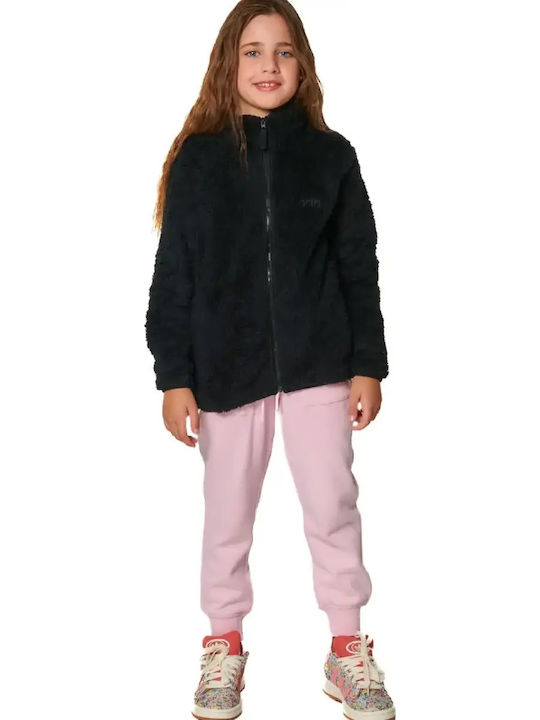 Athletic Kids Cardigan Fleece Black