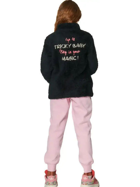 Athletic Kids Cardigan Fleece Black