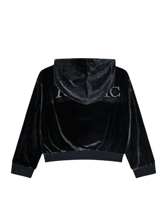 Kids Cardigan Cotton with Hood Black