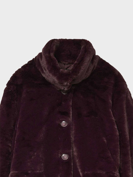 Women's Short Fur Burgundy
