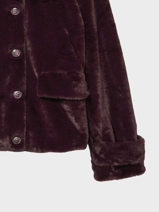Women's Short Fur Burgundy