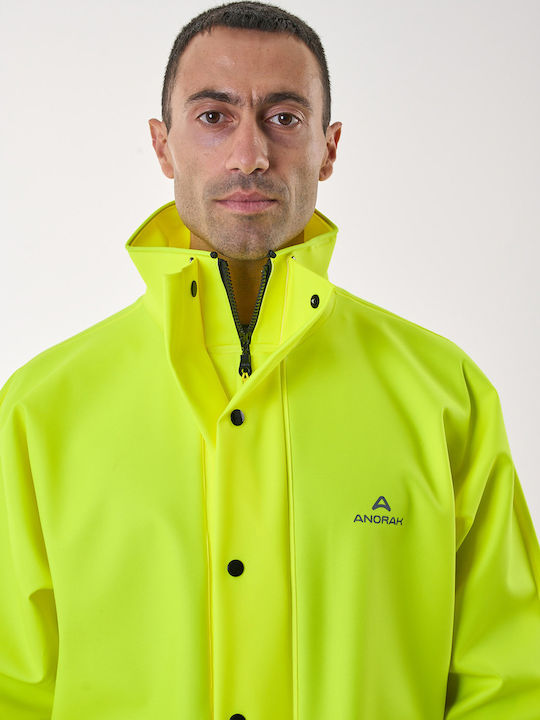 Anorak Street Long Men's Waterproof Riding Jacket Fluo Yellow