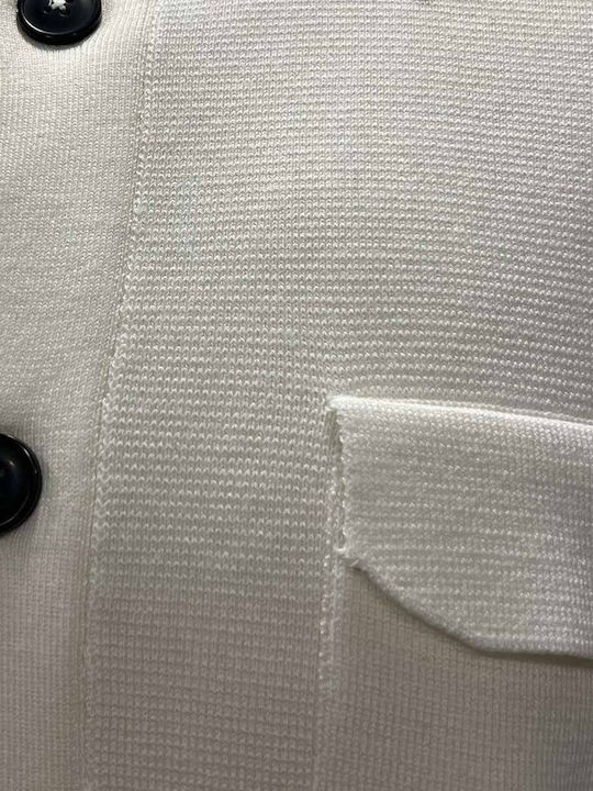 Ανδρική Ζακέτα Πλεκτή με Κουμπιά White