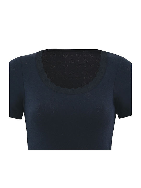 Black Spade Bluza termica pentru femei cu maneci scurte Negru