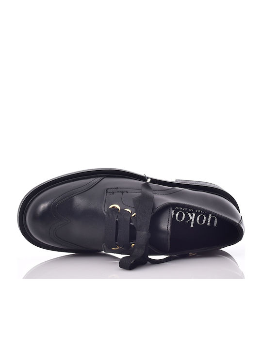 Leder Damen Oxfords in Schwarz Farbe