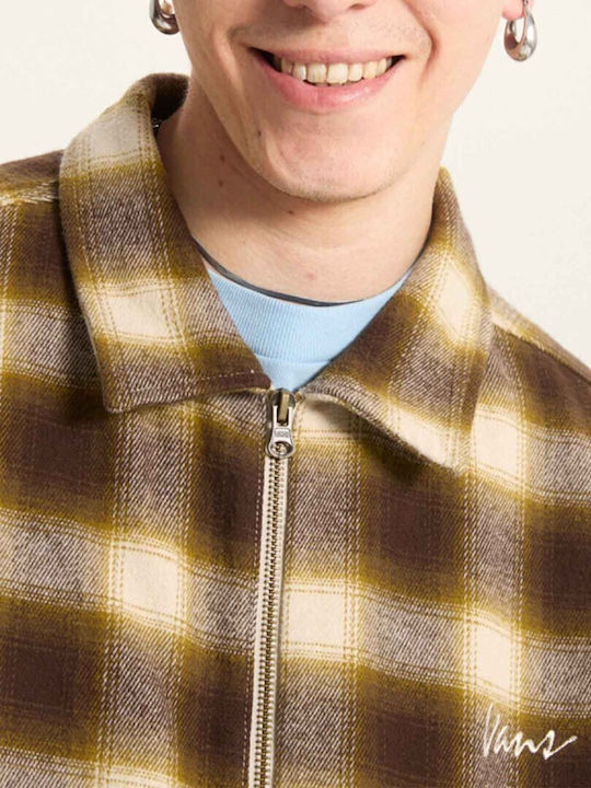 Overshirt Mânecă Lungă Carou Oatmeal