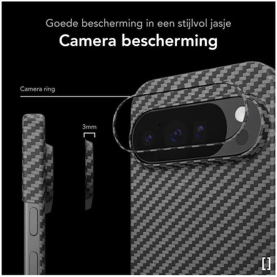 Калъф Google Pixel 10 Pro XL Nekit Fiber Твърд Съвместим с Magsafe Aramid Fiber 1 мм 1500d Kevlar Черен 8719246494642