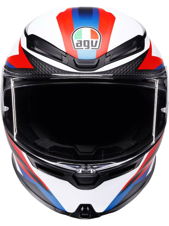 AGV K6 S Timewarp Mat Black/Red/Blue Motorcycle Helmet Full Face ECE 22.06 1255gr with Pinlock