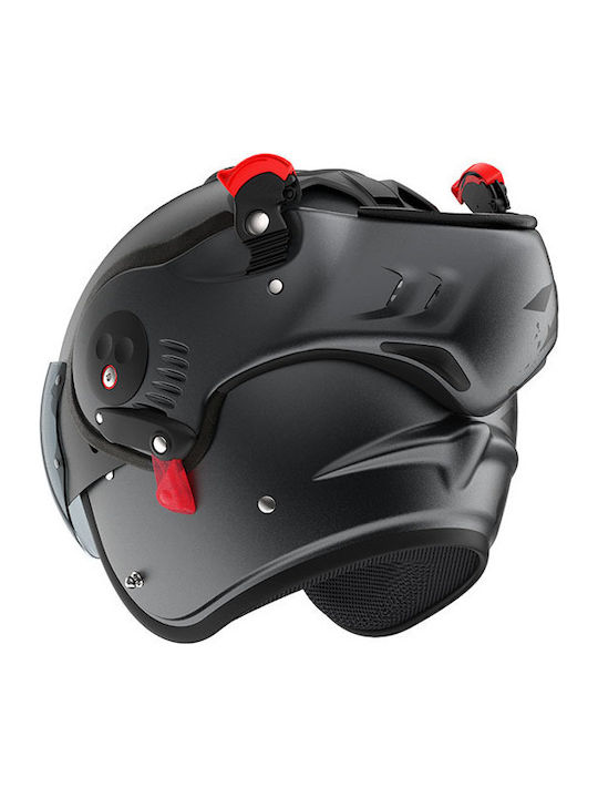 Roof Boxer Alpha Metal Graphite Motorcycle Helmet Flip-Up ECE 22.06 with Sunvisor