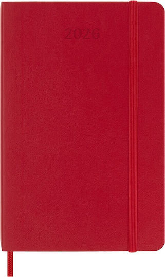 Moleskine 2026 Weekly Diary Pocket 9x14 Red Soft Cover 8056999275228