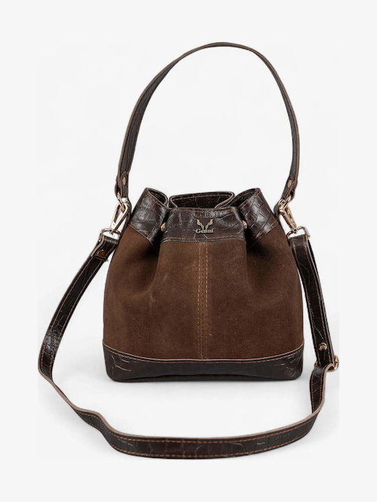 Leder Damenbeutel Schultertasche Brown suede