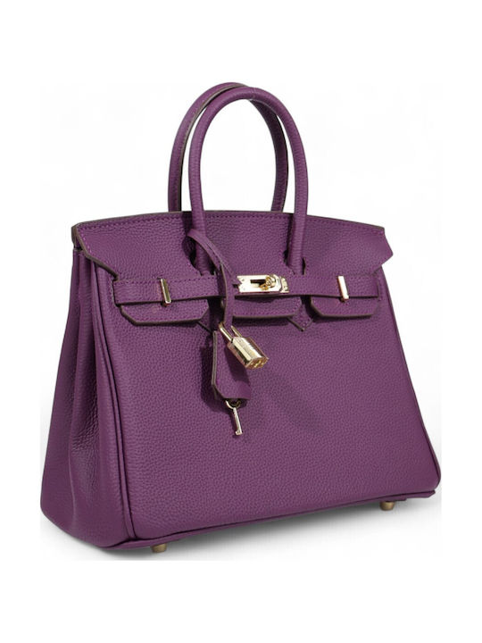 Leder Damen Tote Tasche Lila
