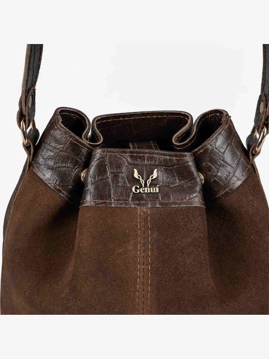 Leder Damenbeutel Schultertasche Brown suede