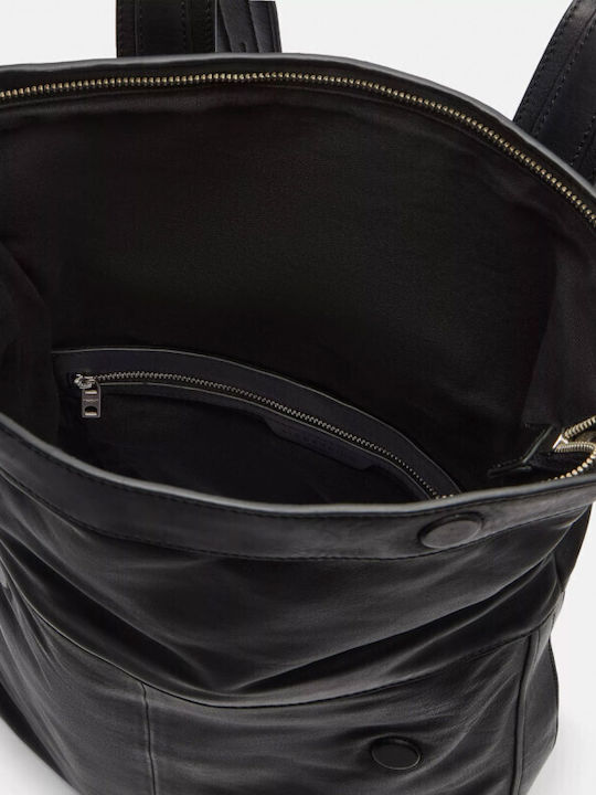 Leder Damentasche Rucksack Schwarz