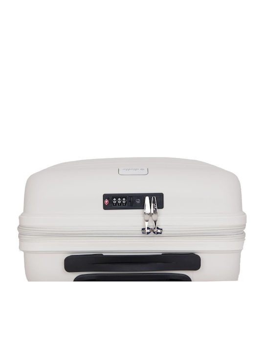 Dielle Large Travel Suitcase Hard White with 4 Wheels Height 77cm