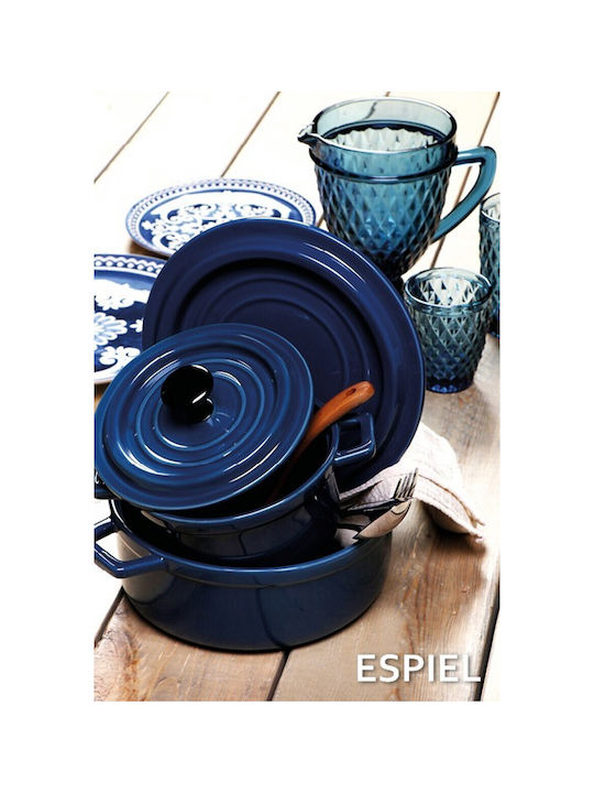 Espiel Set Gläser Wasser aus Glas in Blau Farbe Mit Stiel 4Stück