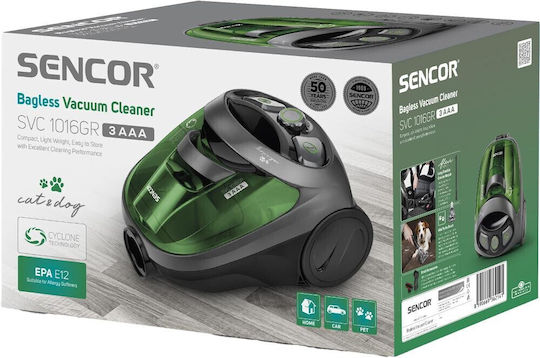 Sencor SVC 1016GR Ηλεκτρική Σκούπα 800W με Κάδο 1.5lt Μαύρη