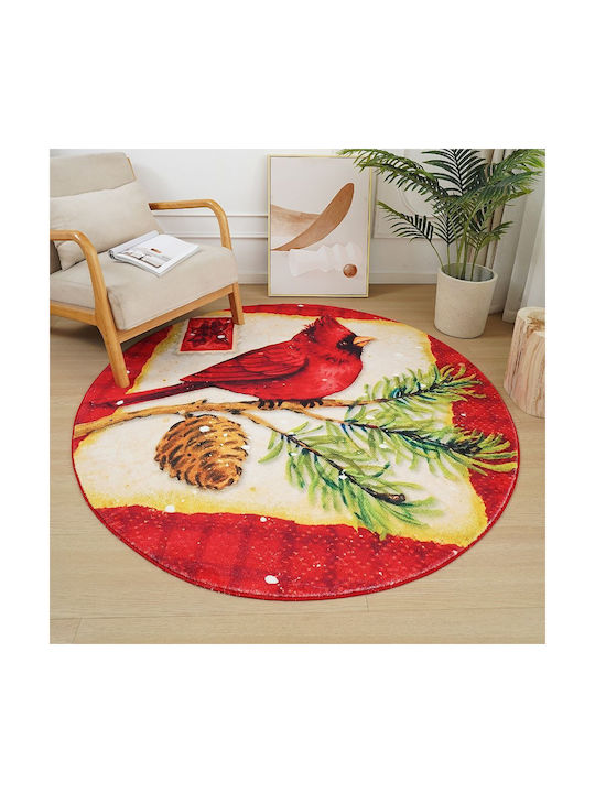 Χριστουγεννιάτικο Χαλί “καρδινάλιος" Imitation Cashmere 120x120cm Ry06-120