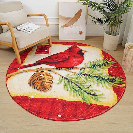 Christmas Rug “Cardinal” Imitation Cashmere 80x80cm Ry06-80