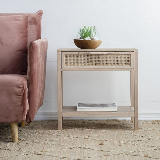 Nachttisch Holz Beige 55x30x55cm