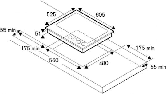 Bertazzoni Εστία Υγραερίου Αυτόνομη 60.5x52.5εκ.