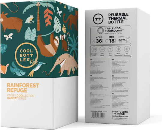 Cool Bottles Παιδικό Παγούρι από Σιλικόνη Θερμός Kiddies Rainforest Refuge 350ml