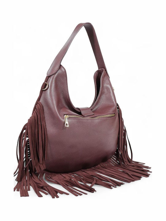 De piele Geantă de damă De umăr Burgundy
