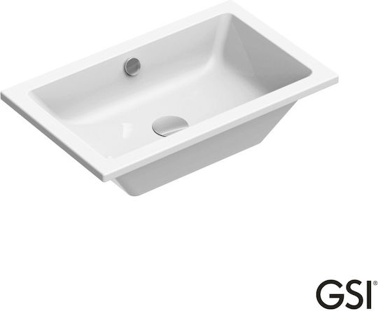 GSI Kube Επικαθήμενος Νιπτήρας Πορσελάνης 60x37cm White GSI Kube Επικαθήμενος Νιπτήρας Πορσελάνης 60x37cm White