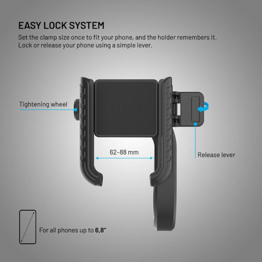 Fixed Bike Holder Bikee Plus Vista Bicycle Motorcycle Handlebar Mount 360° Rotative Max 6.8'' Black Fixbipv-bk