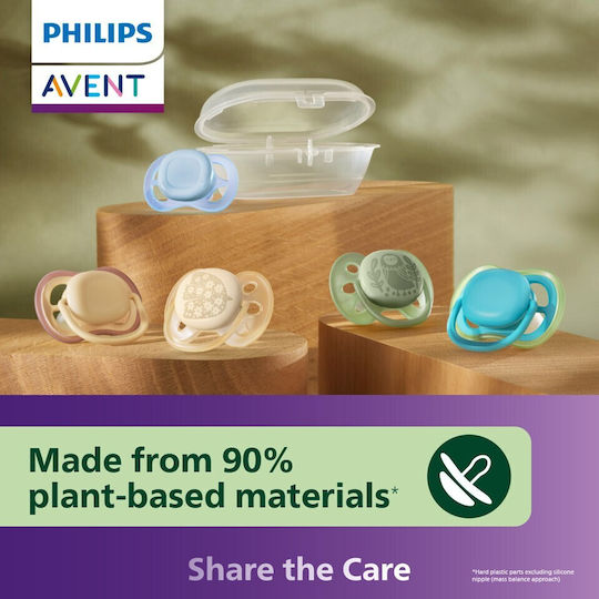 Philips Ultra Soft Πιπίλες Σιλικόνης με Θήκη Πράσινο για 18+ μηνών 2τμχ