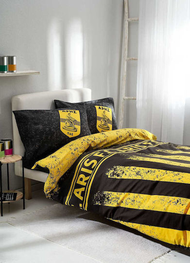 Vesta Home Duvet Cover Set Aris 170x240cm Single With Yellow Pillowcase