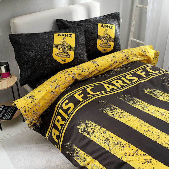 Vesta Home Duvet Cover Set Aris 170x240cm Single With Yellow Pillowcase