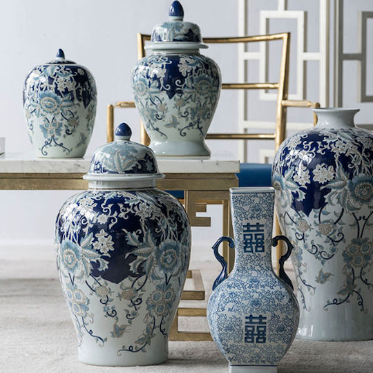 Interni Oggi Dekorative Porzellanvase Blau 20x20xH29cm