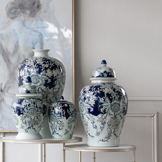 Interni Oggi Dekorative Porzellanvase Blau 24x24xH45cm