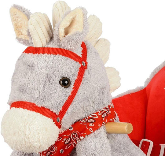 Bakaji Wooden Rocking Toy Horse for 10+ months with Sounds, Music & Wheels with Max Load Capacity 30kg Gray