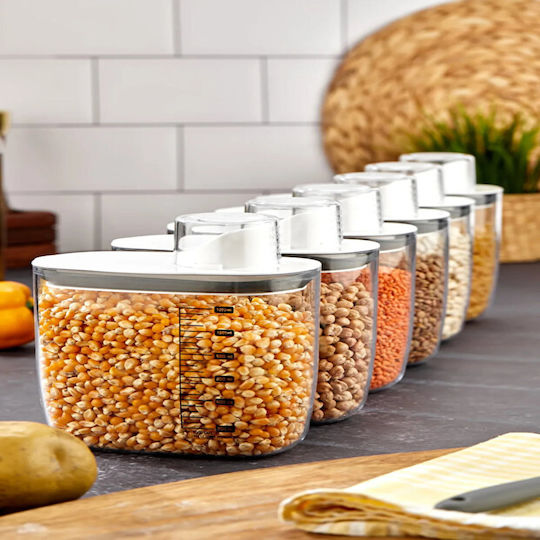 Femmit Food Storage Container 1300ml with Airtight Lid & Dispenser – BPA Free Transparent & White