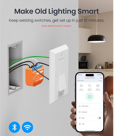 Comutator Inteligent Wi-Fi & Bluetooth 16A 2 Bucăți