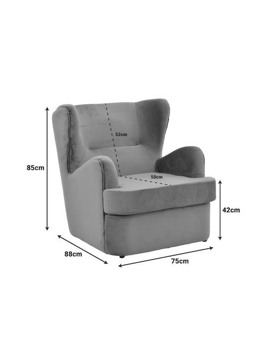 Regalo Samt Sessel Anthrazit 75x88x85cm