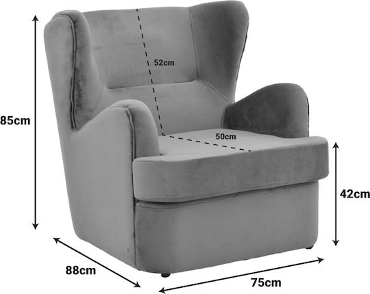 Regalo Samt Sessel Anthrazit 75x88x85cm