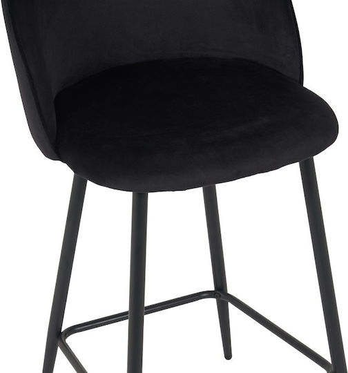 Stool Bar with Backrest Upholstered with Velvet Perch Black Shade 2pcs 50x43x99cm