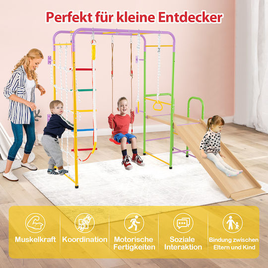 Costway Spielplatz mit Kletterfläche aus Metall für 3+ Jahre alt Jahre Bunter