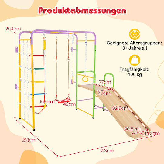 Costway Spielplatz mit Kletterfläche aus Metall für 3+ Jahre alt Jahre Bunter