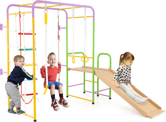 Costway Spielplatz mit Kletterfläche aus Metall für 3+ Jahre alt Jahre Bunter