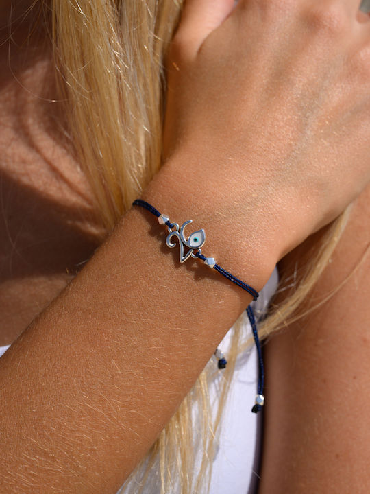 Handmade Kids Bracelet Talisman 2026 Blue Eye Zamac Silver Plated